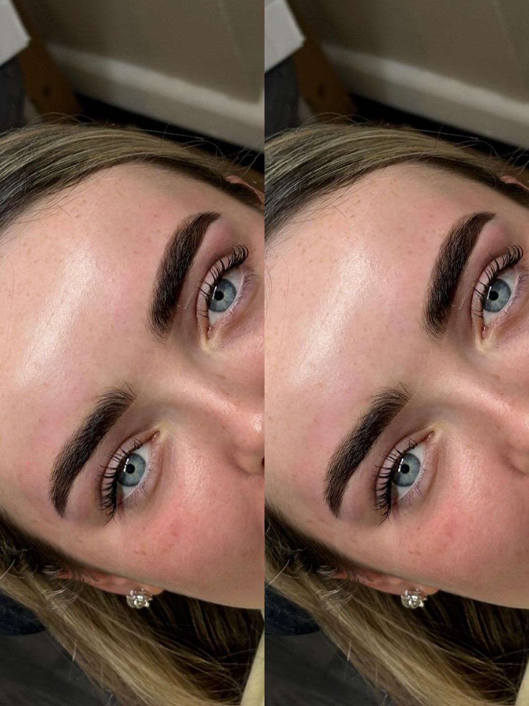 Bold hybrid brows, before and after