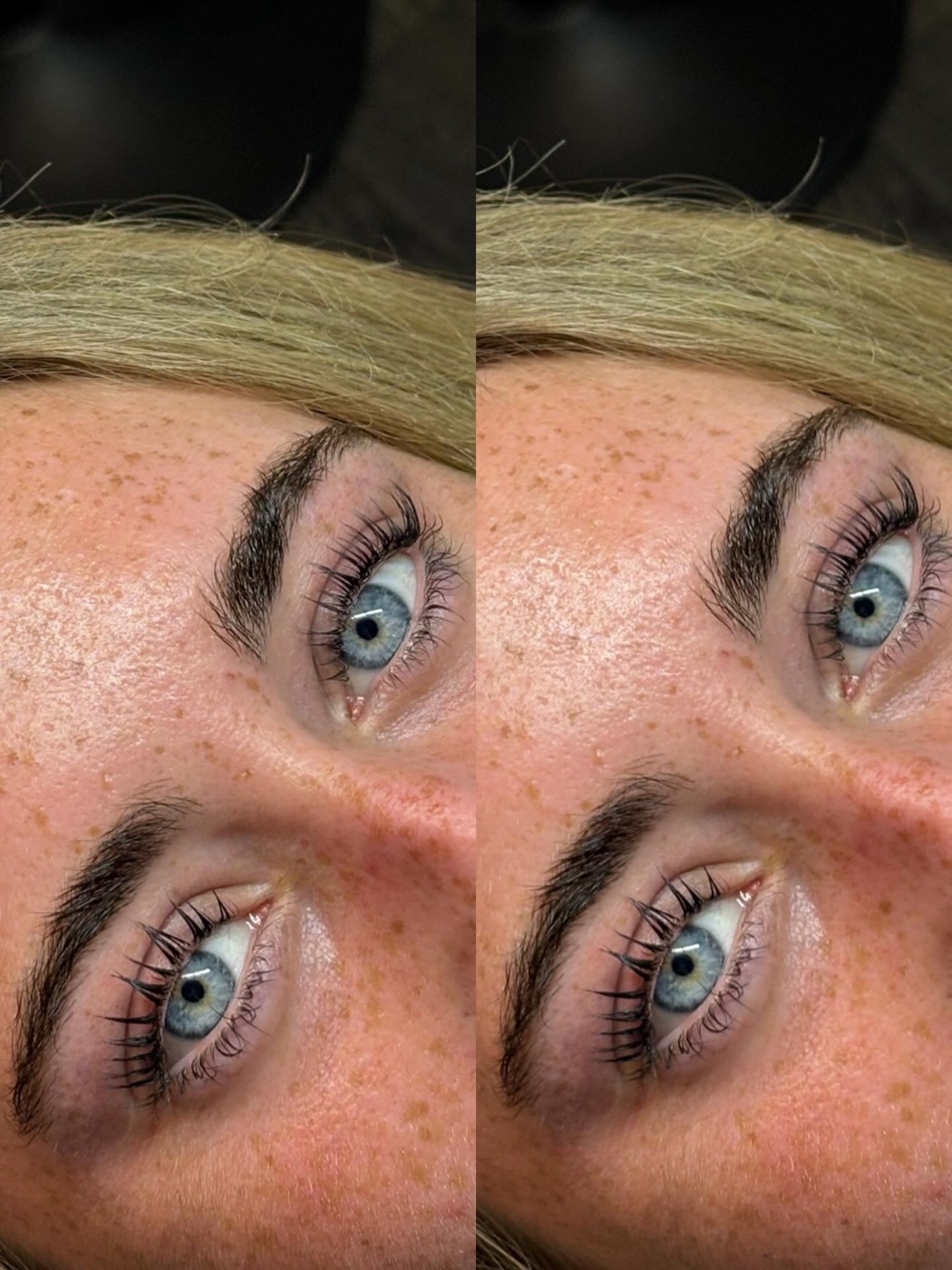 Lash lift and tint, before and after
